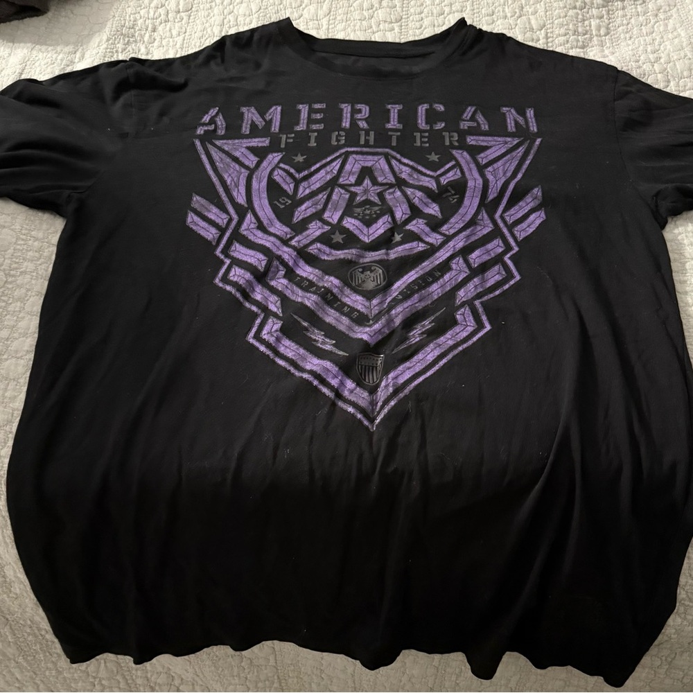 American Fighter Black and Purple Short Sleeve Tee